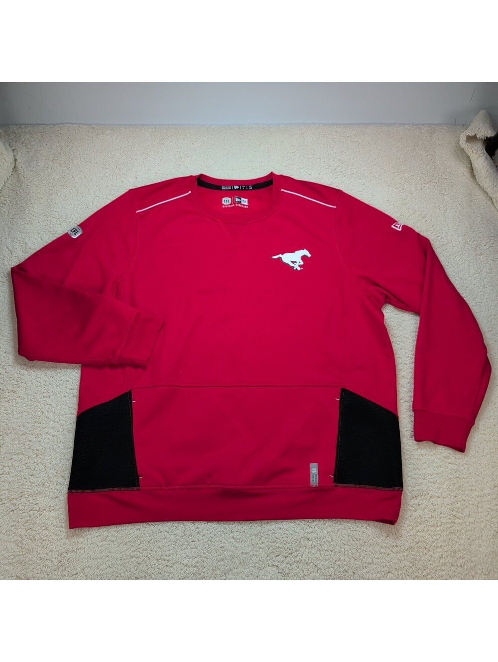 CFL Calgary Stampeders Sideline Pullover Men’s Large Red New Era Performance